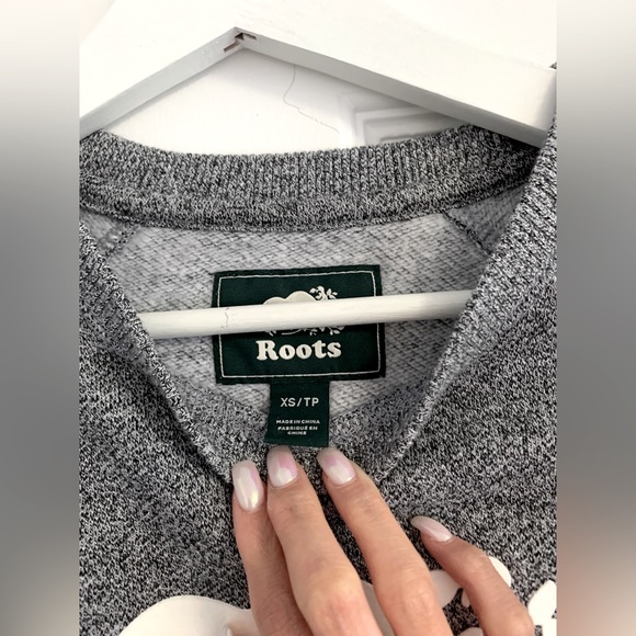 Roots Organic Original Crew Sweatshirt in Salt & Pepper - Picture 3 of 6